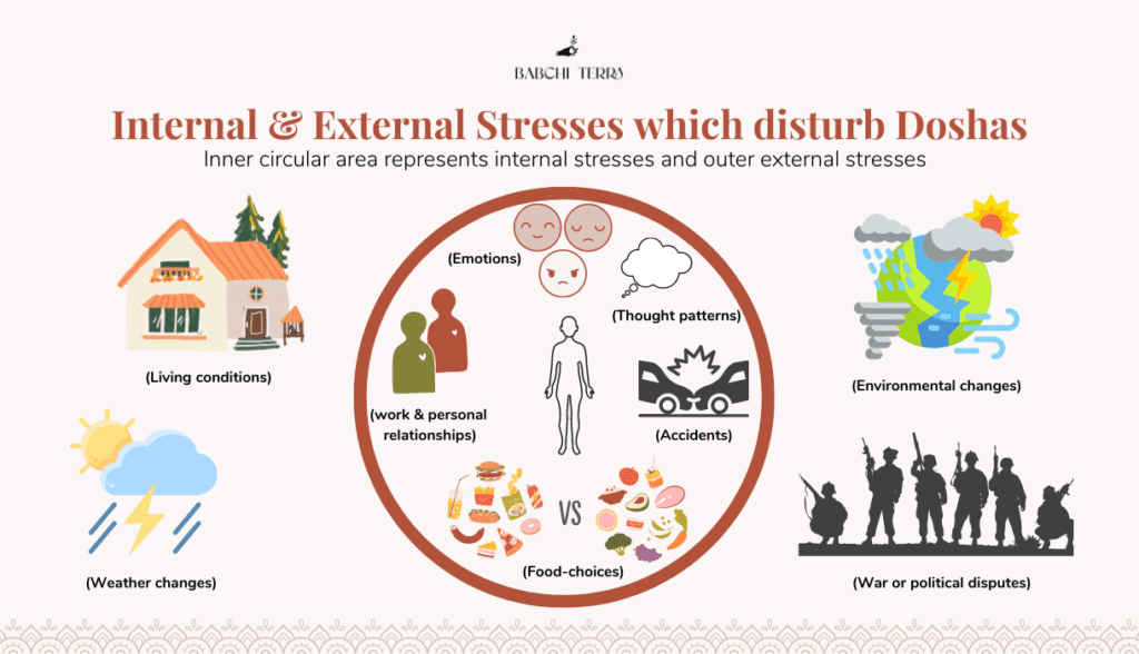 Internal & External Stresses which disturb Doshas