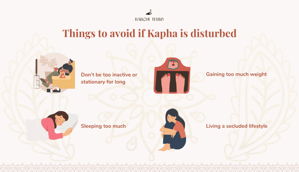 Infographic showing things to avoid if Kapha disturb